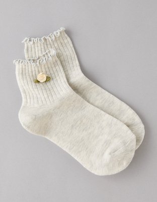 AEO Rose Boyfriend Ruffle Sock