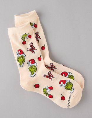 AE Girly Grinch Holiday Crew Socks