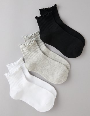 Lot de trois paires chaussettes petit ami à volants AE