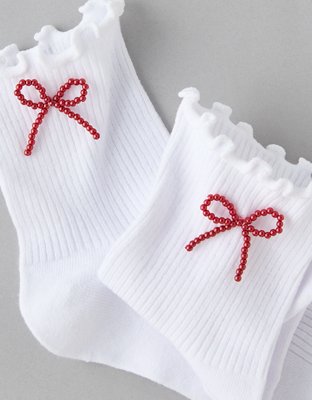 AE Beaded Bow Boyfriend Socks