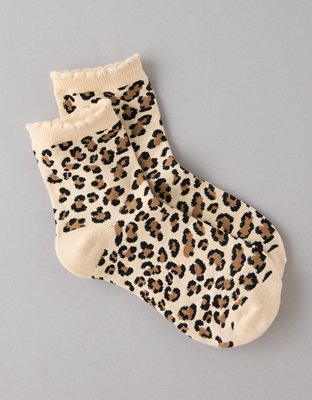 AE Ruffle Leopard Boyfriend Socks
