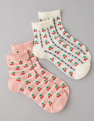 AE Cherry Stripes Boyfriend Socks 2-Pack
