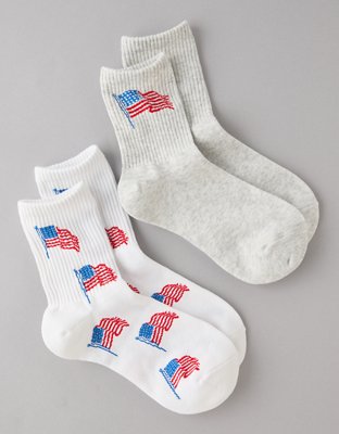 AE American Flag '90s Crew Socks 2-Pack