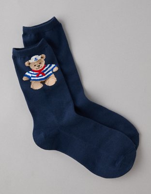 AE Sailor Teddy Bear Crew Socks