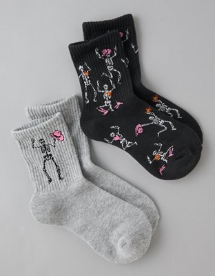 AE Cowgirl Skeleton Cropped Crew Socks 2-Pack