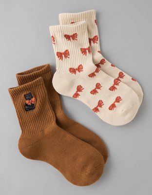 AE Cat Cropped Crew Socks 2-Pack