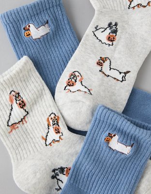 AE Halloween Dogs Cropped Crew Socks 2-Pack