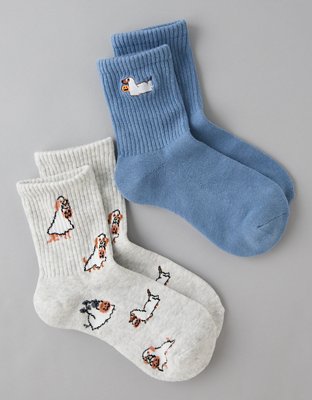 AE Halloween Dogs Cropped Crew Socks 2-Pack