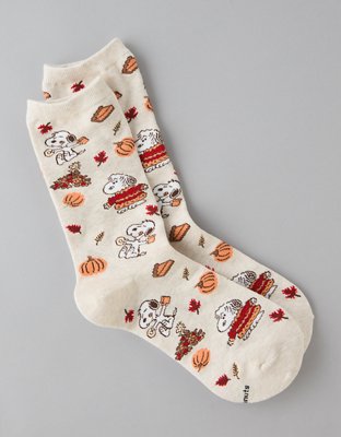 AE Thanksgiving Snoopy Crew Socks
