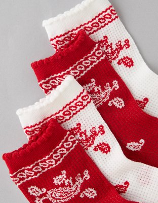 AE Bandana Ruffle Cropped Crew Socks 2-Pack