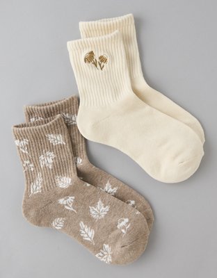 AE Daisies Cropped Crew Socks 2-Pack