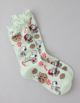 AE Snoopy Cookies Ruffle Crew Socks