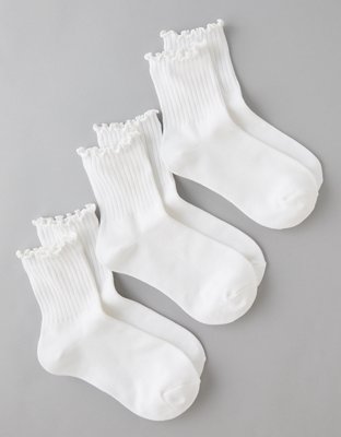 AE Ruffle Cropped Crew Socks 3-Pack