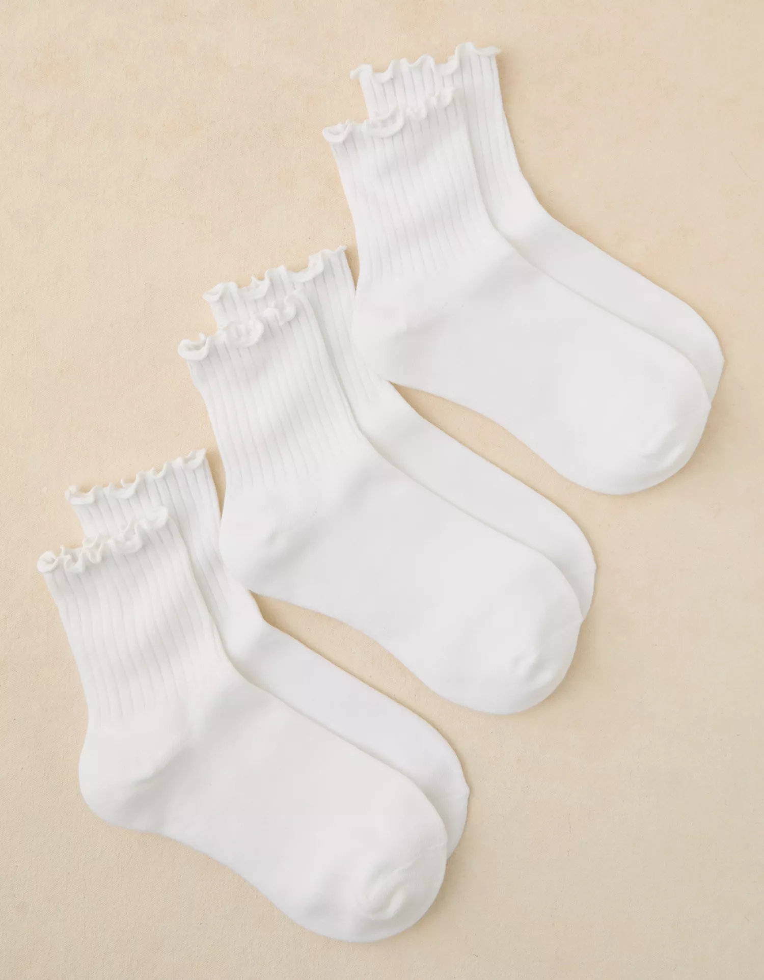 AE Ruffle Cropped Crew Socks 3-Pack