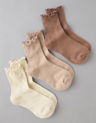AE Ruffle Cropped Crew Socks 3-Pack