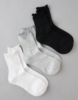 AE Ruffle Cropped Crew Socks 3-Pack