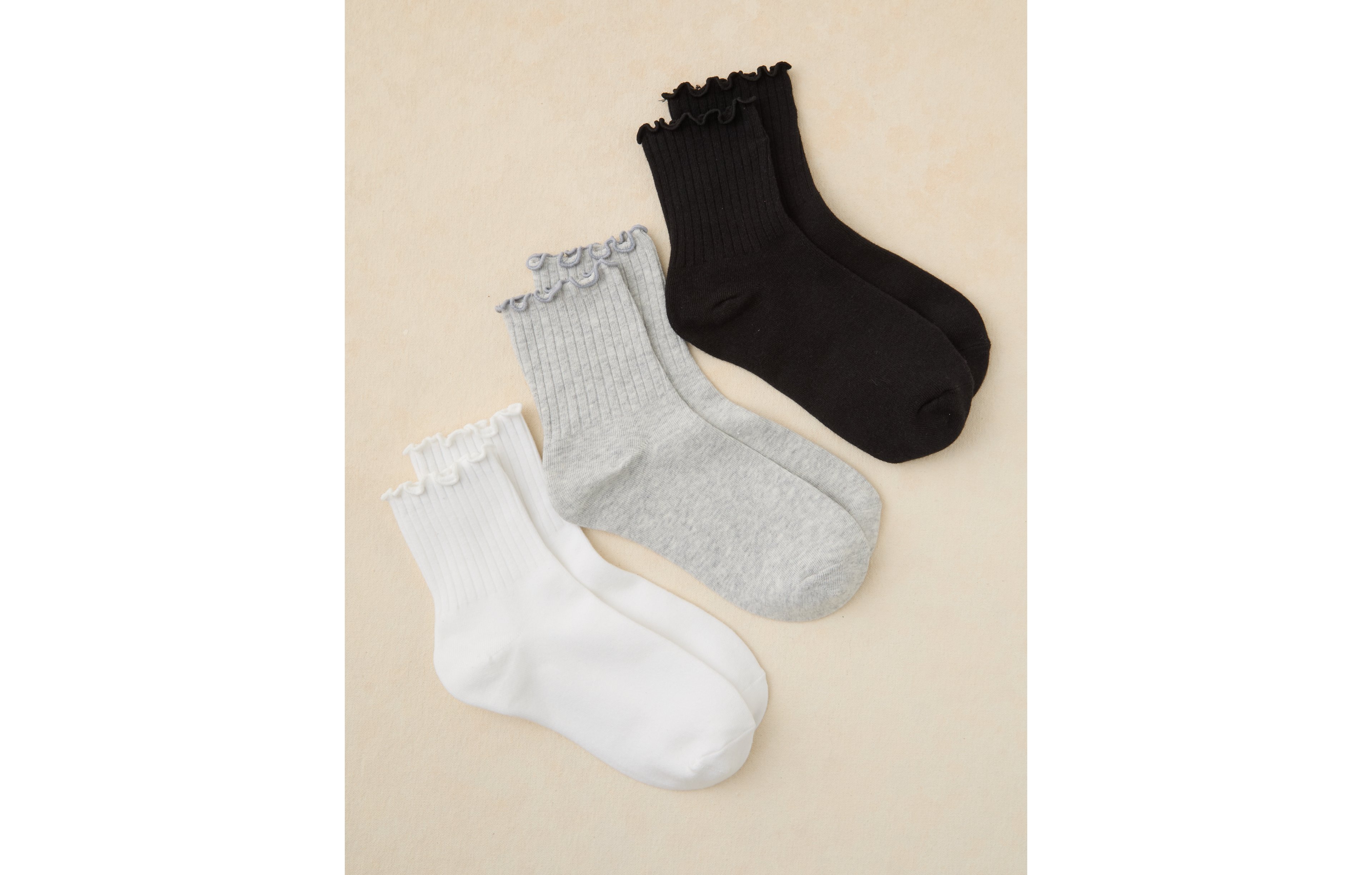 AE Ruffle Cropped Crew Socks 3-Pack