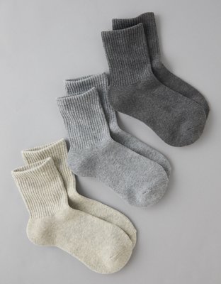 AE Solid Cropped Crew Socks 3-Pack