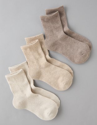AE Solid Cropped Crew Socks 3-Pack