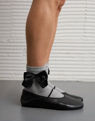 AE Satin Bow Cropped Crew Socks