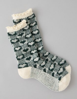 AE Gingham Ruffle Crew Socks
