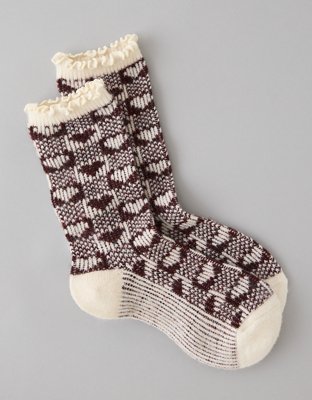 AE Gingham Ruffle Crew Socks