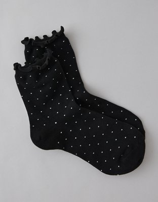 Mi-chaussettes courtes à volants et pois scintillants AE