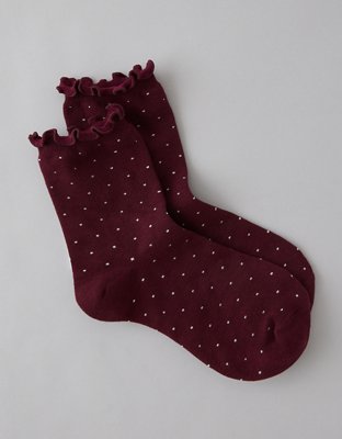 AE Sparkle Dot Ruffled Cropped Crew Socks