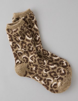 AE Cozy Leopard Crew Socks