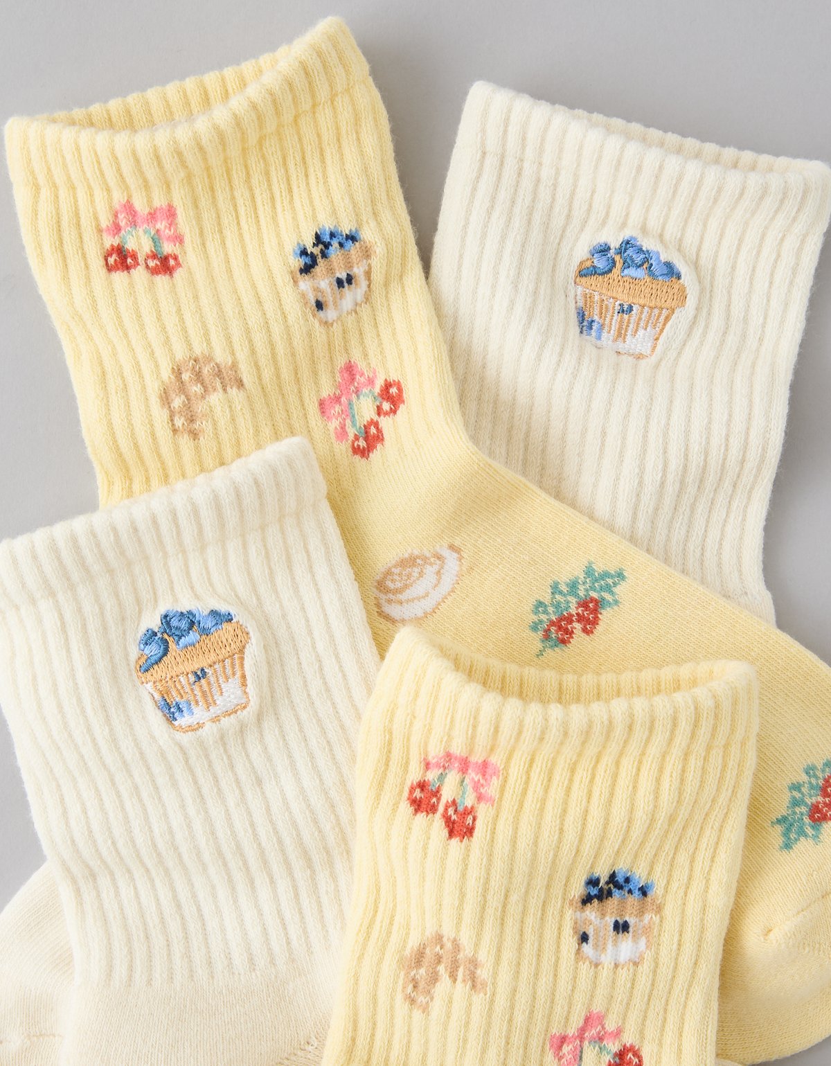 AE Breakfast Graphic Cropped Crew Socks 2-Pack - image 2