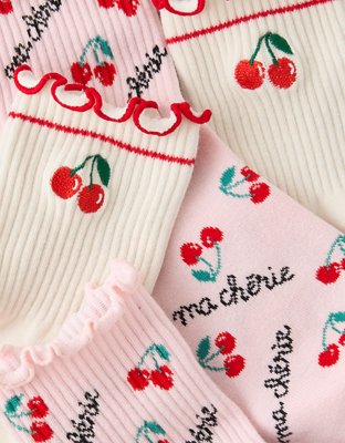 AE Fruit Ruffled Cropped Crew Socks 2-Pack