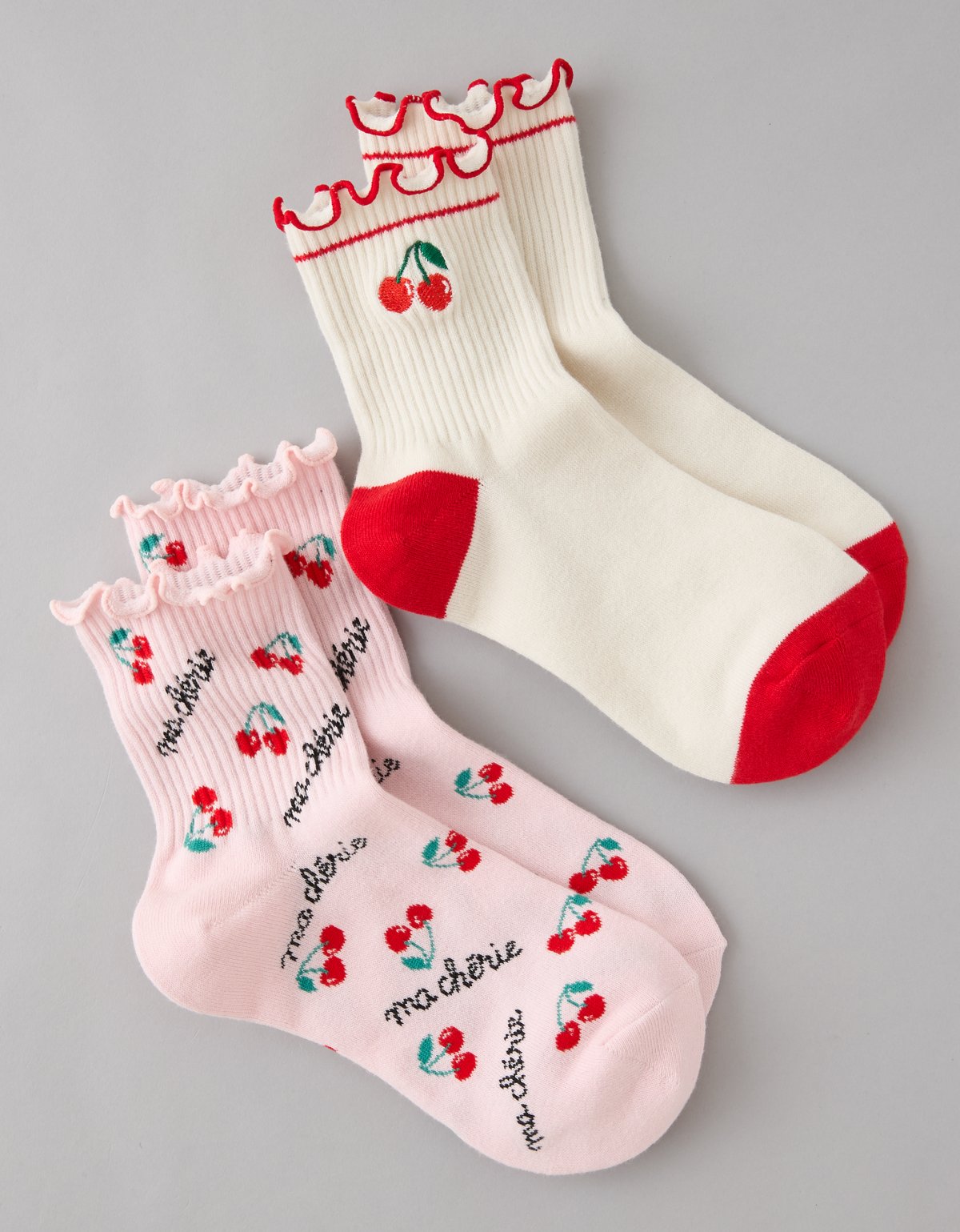 AE Fruit Ruffled Cropped Crew Socks 2-Pack - image 4