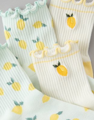 AE Fruit Ruffled Cropped Crew Socks 2-Pack