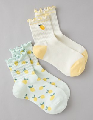 AE Fruit Ruffled Cropped Crew Socks 2-Pack