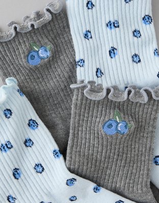 AE Fruit Ruffled Cropped Crew Socks 2-Pack