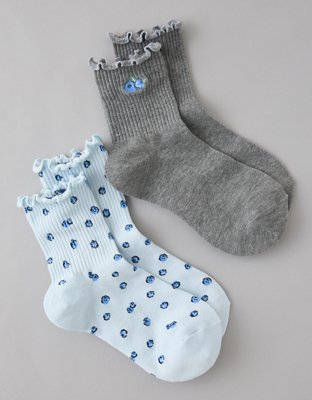 AE Fruit Ruffled Cropped Crew Socks 2-Pack
