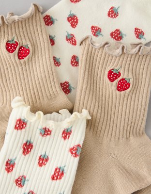 AE Fruit Ruffled Cropped Crew Socks 2-Pack