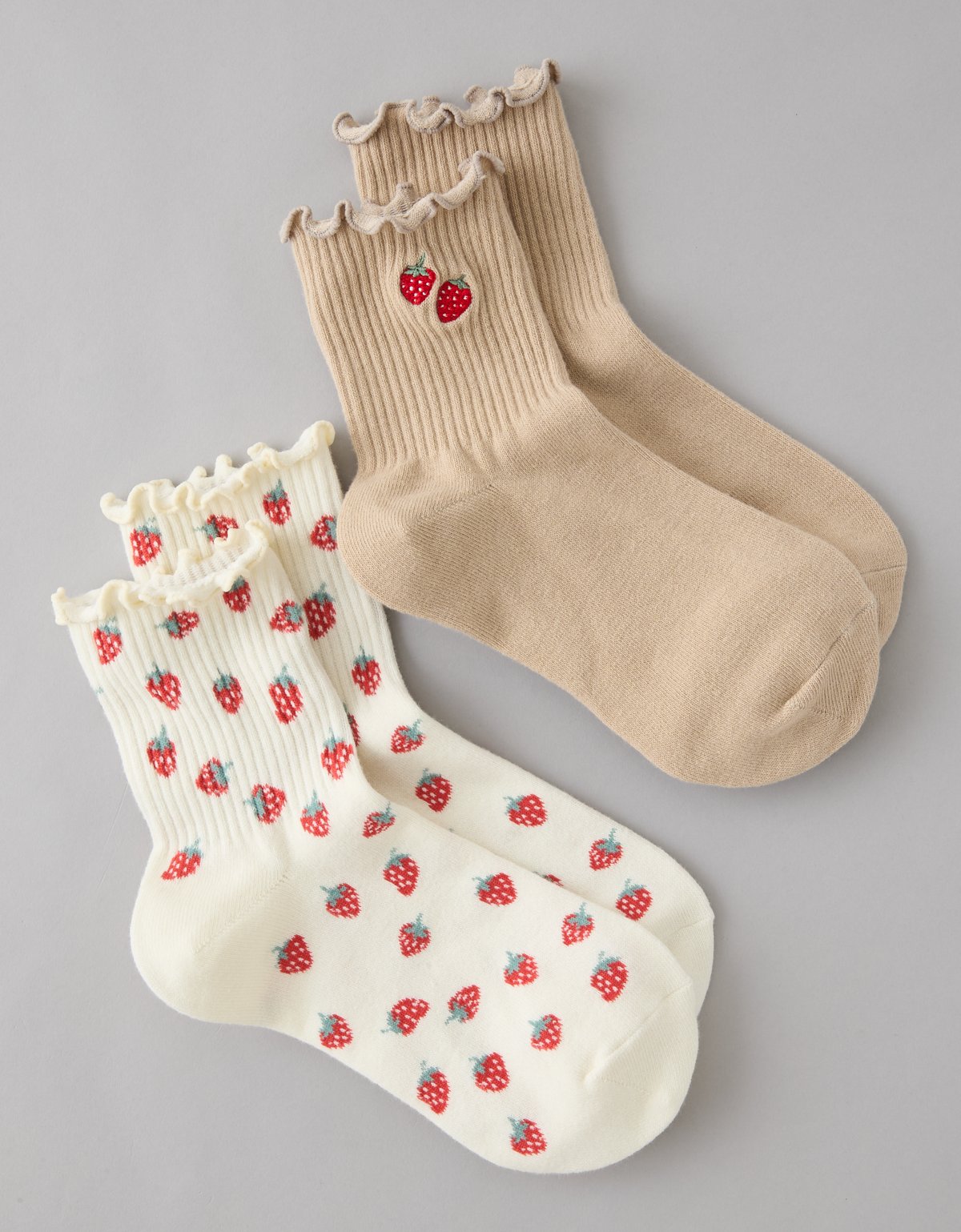 AE Fruit Ruffled Cropped Crew Socks 2-Pack - image 2