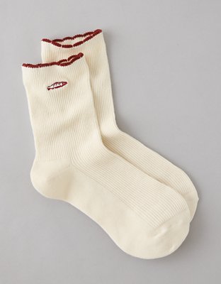AE Embroidered Cropped Crew Socks