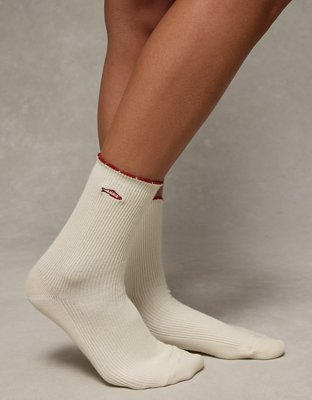 AE Embroidered Cropped Crew Socks
