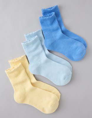 AE Scalloped Hem Cropped Crew Socks 3-Pack