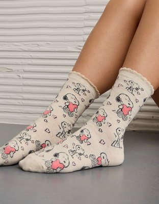 AE Snoopy Valentine's Day Crew Socks