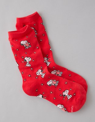 AE Snoopy Valentine's Day Crew Socks