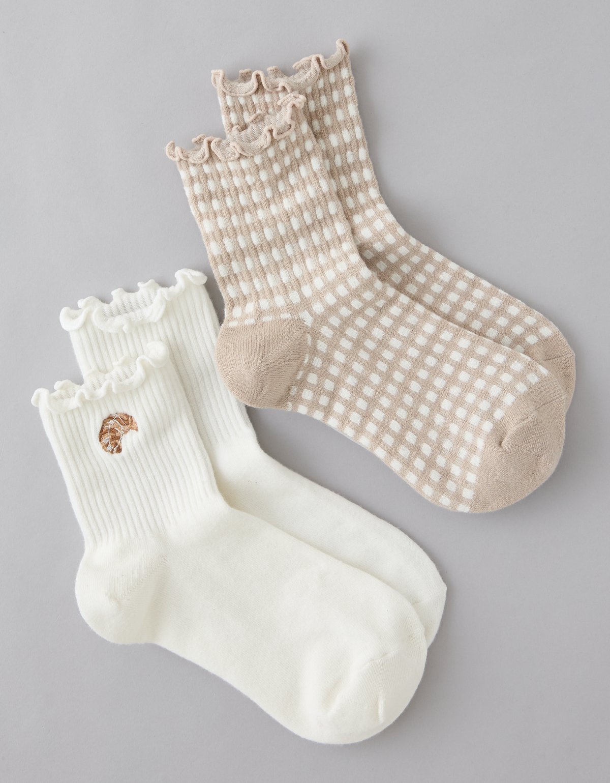 AE Breakfast Graphic Cropped Crew Socks 2-Pack - image 2