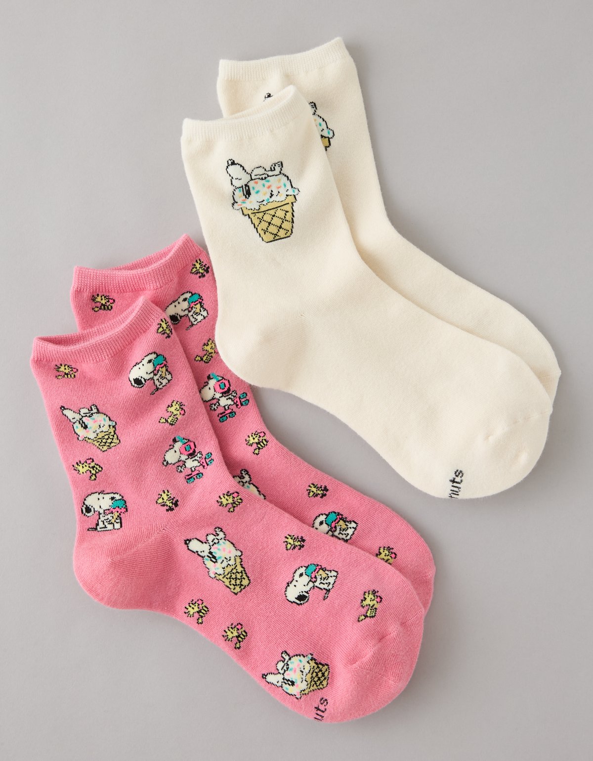 AE Snoopy Graphic Cropped Crew Socks 2-Pack - image 2