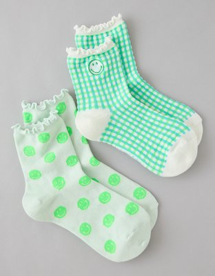 AE | Smiley® Cropped Crew Socks 2-Pack