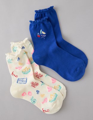 AE Graphic Cropped Crew Socks 2-Pack from American Eagle - $14.95