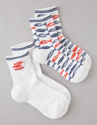 AE Graphic Cropped Crew Socks