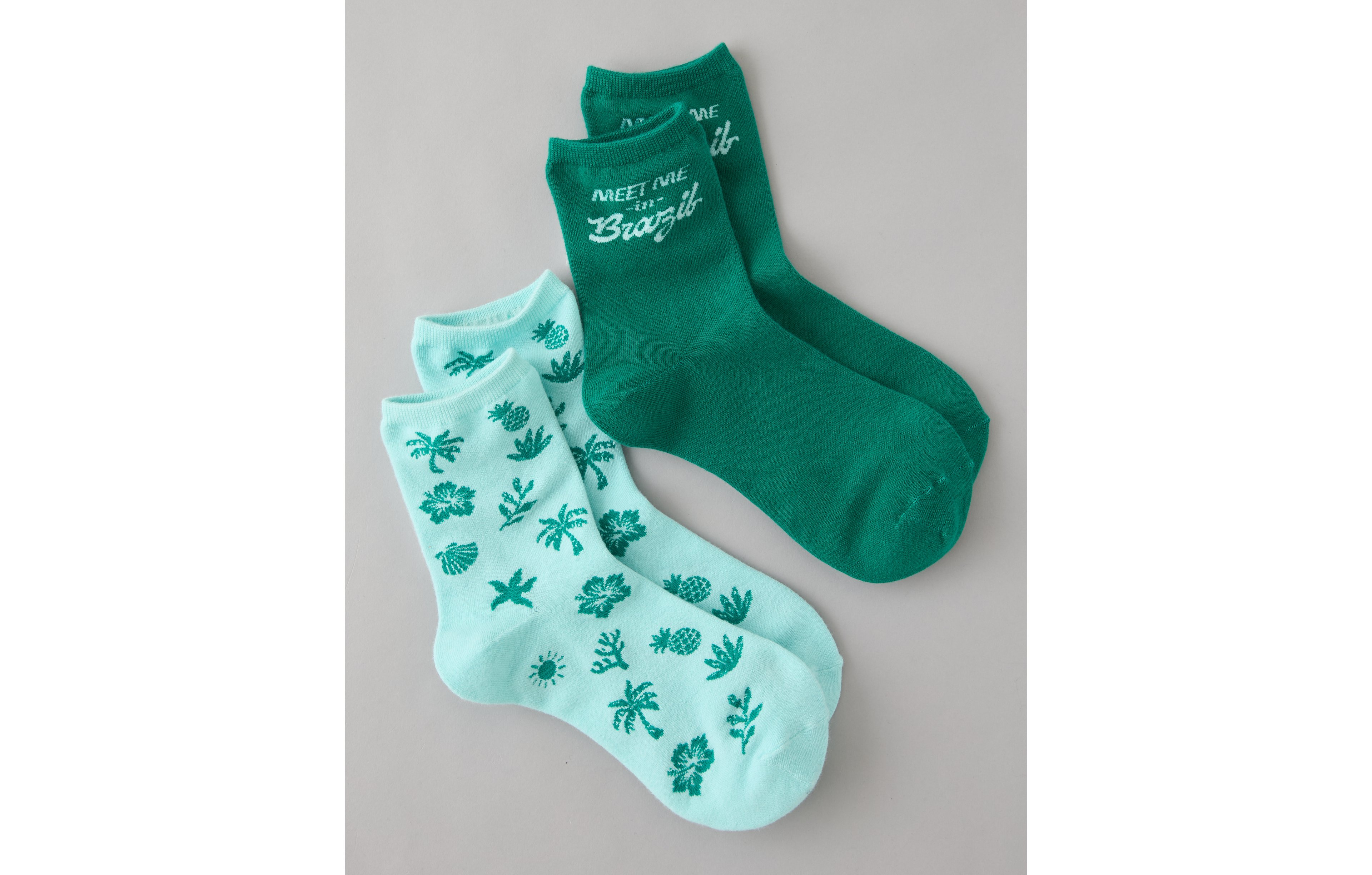 AE Graphic Cropped Crew Socks 2-Pack
