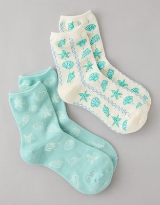 AE Graphic Cropped Crew Socks 2-Pack